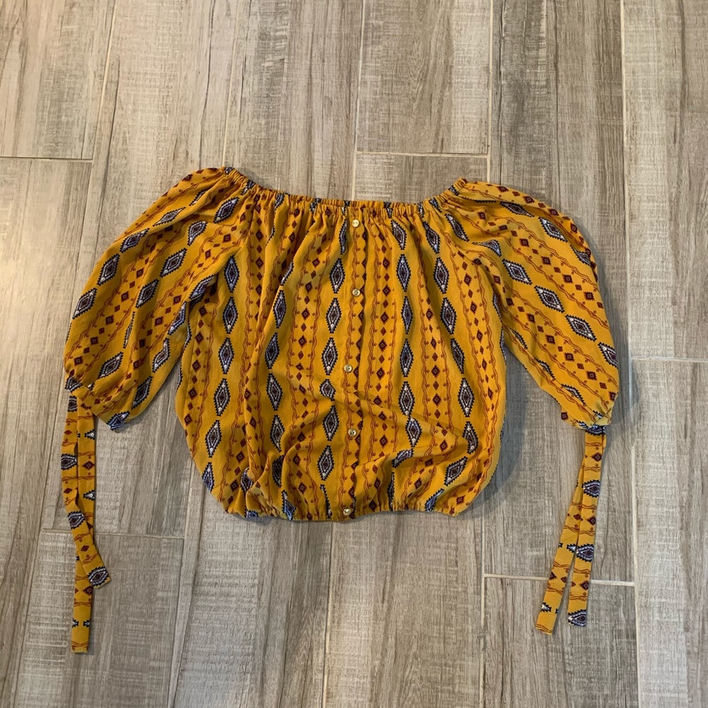 Zenobia 3/4 sleeve Yellow Blouse Sz XL